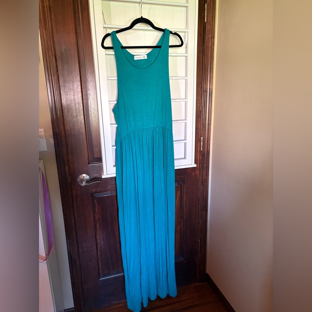 Kiki LaRue 2x Teal Maxi Dress with Pockets